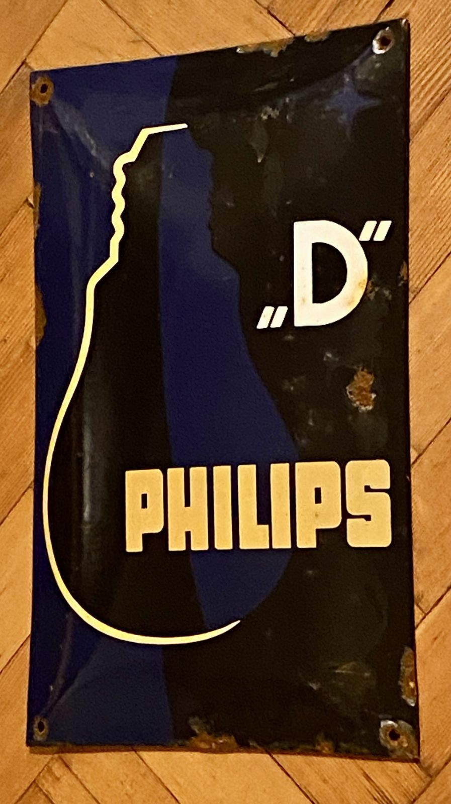 Philips Bulbs Enamel Metal Old Advertising Sign Lamp Antique Shop Trade Electrician Lighting Light D Bulb Tube Filament Led photo furniture