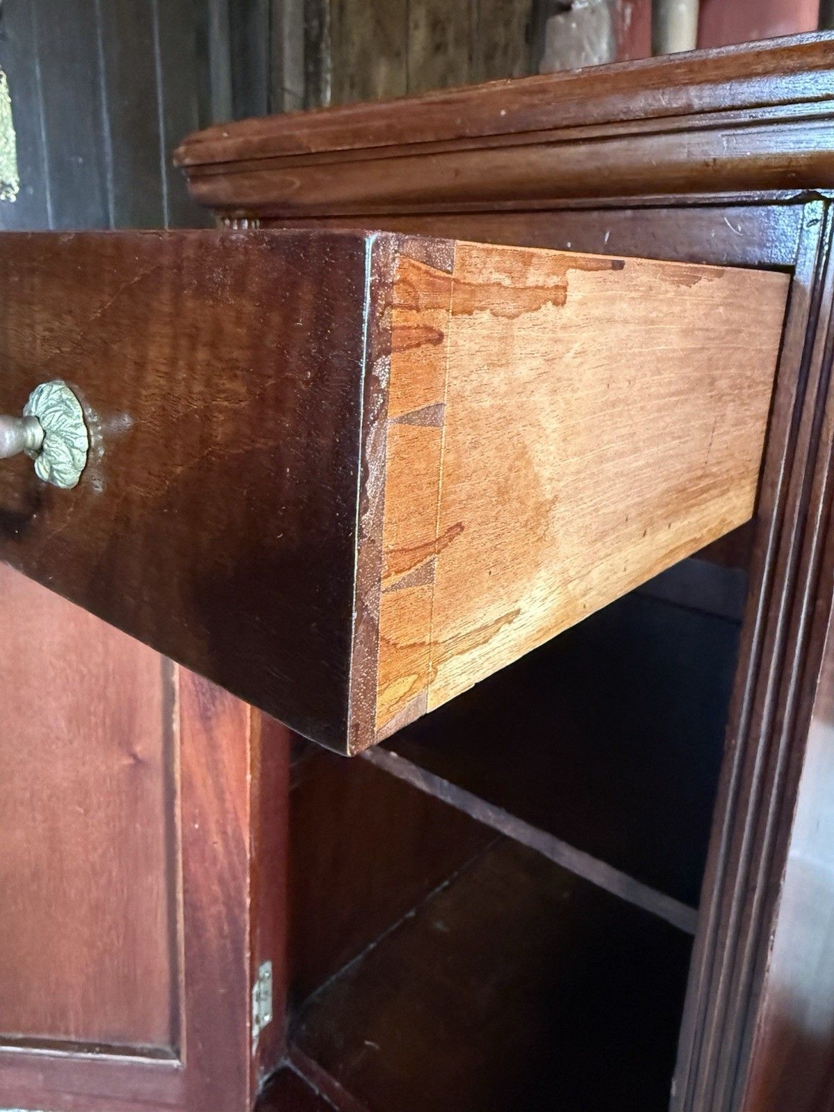 photo buy Original English Antique Mahogany Red  Leather Office Pedestal Desk Circa 1800's