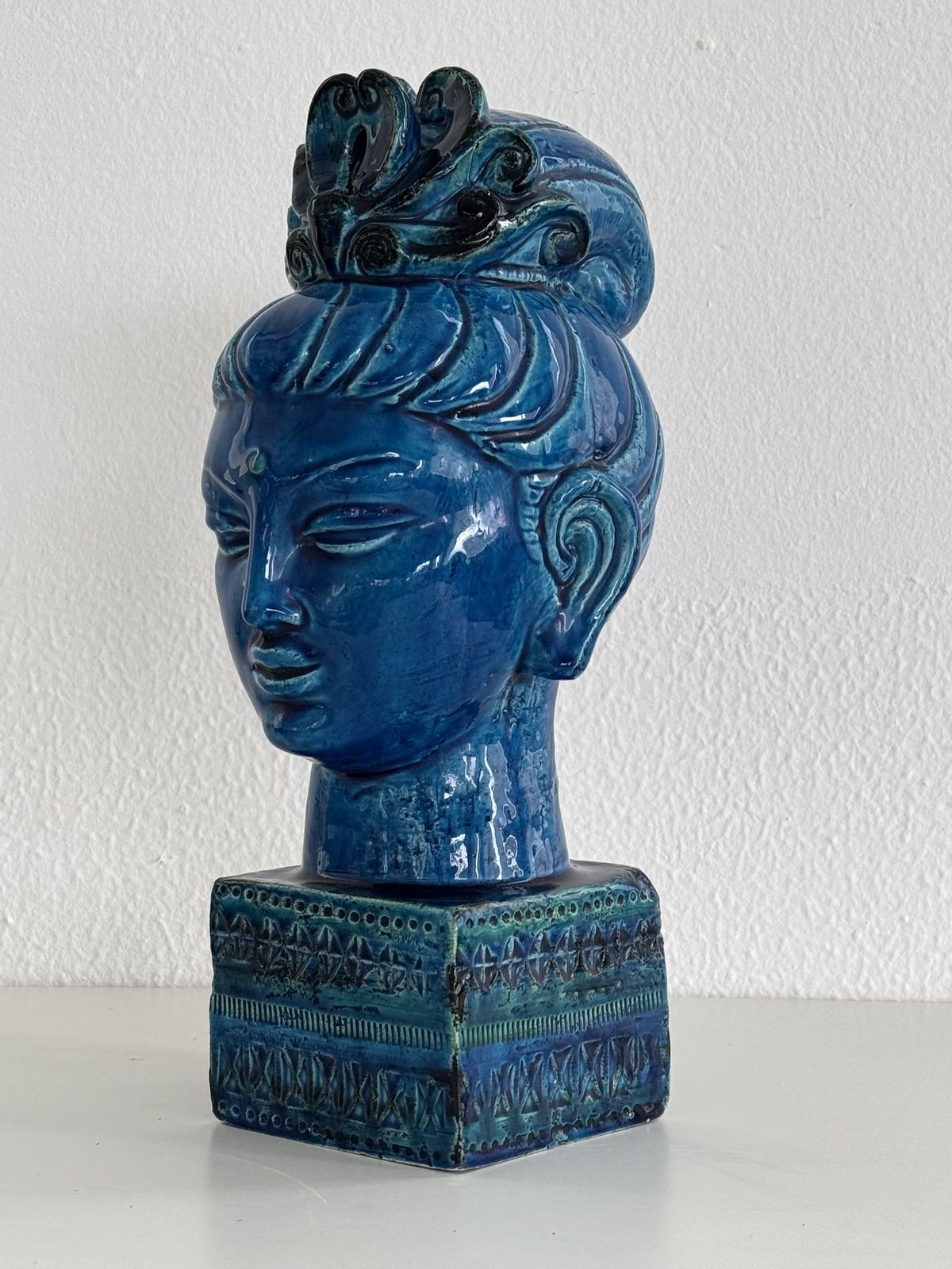 Aldo Londi For Bitossi Kwan Yin Buddha Rimini Blu, Italy, 1970s photo buy
