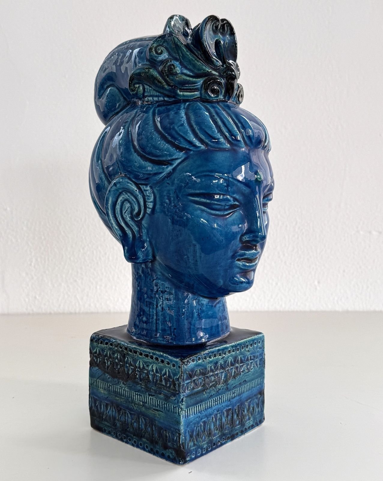 Home Decor Aldo Londi For Bitossi Kwan Yin Buddha Rimini Blu, Italy, 1970s photo