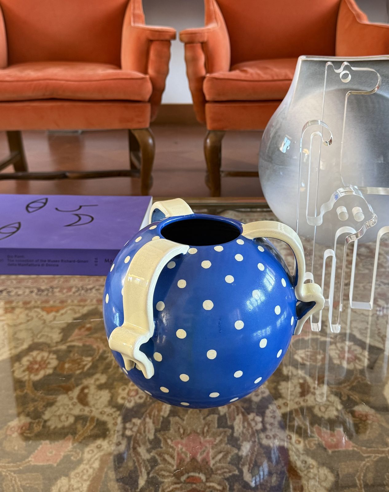 photo for sale Art Deco Blue Ceramic Vase, Rometti, Umbertide Italy 1930s