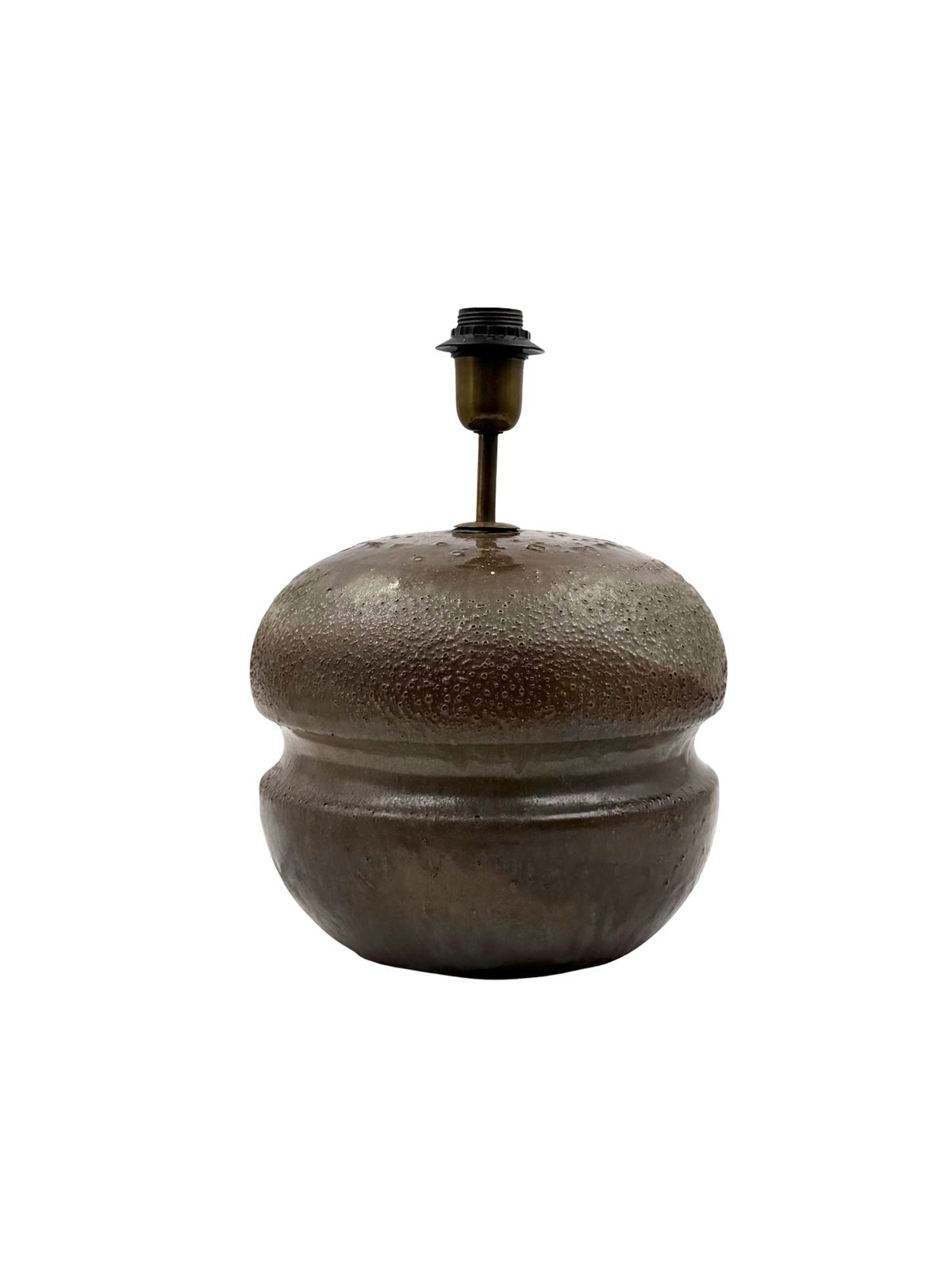 Mid Century Modern Brown Ceramic Lamp Base,  France 1960s photo vintage