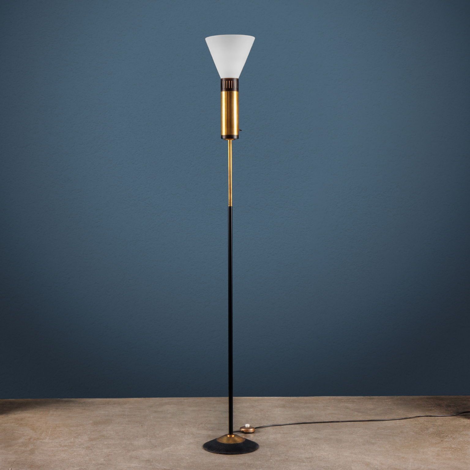 Stilnovo Vintage Floor Lamp Aluminium Brass Metal Italy 1960s