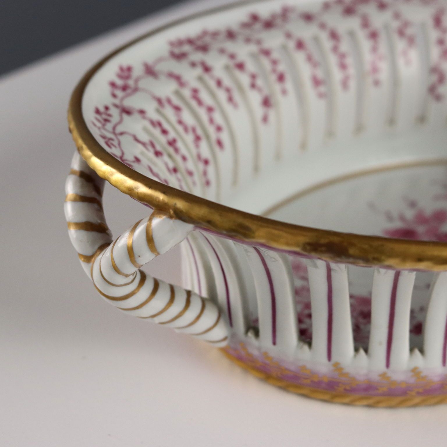 Antique Basket Coloured Limoges Porcelain France XX Century photo 180.0