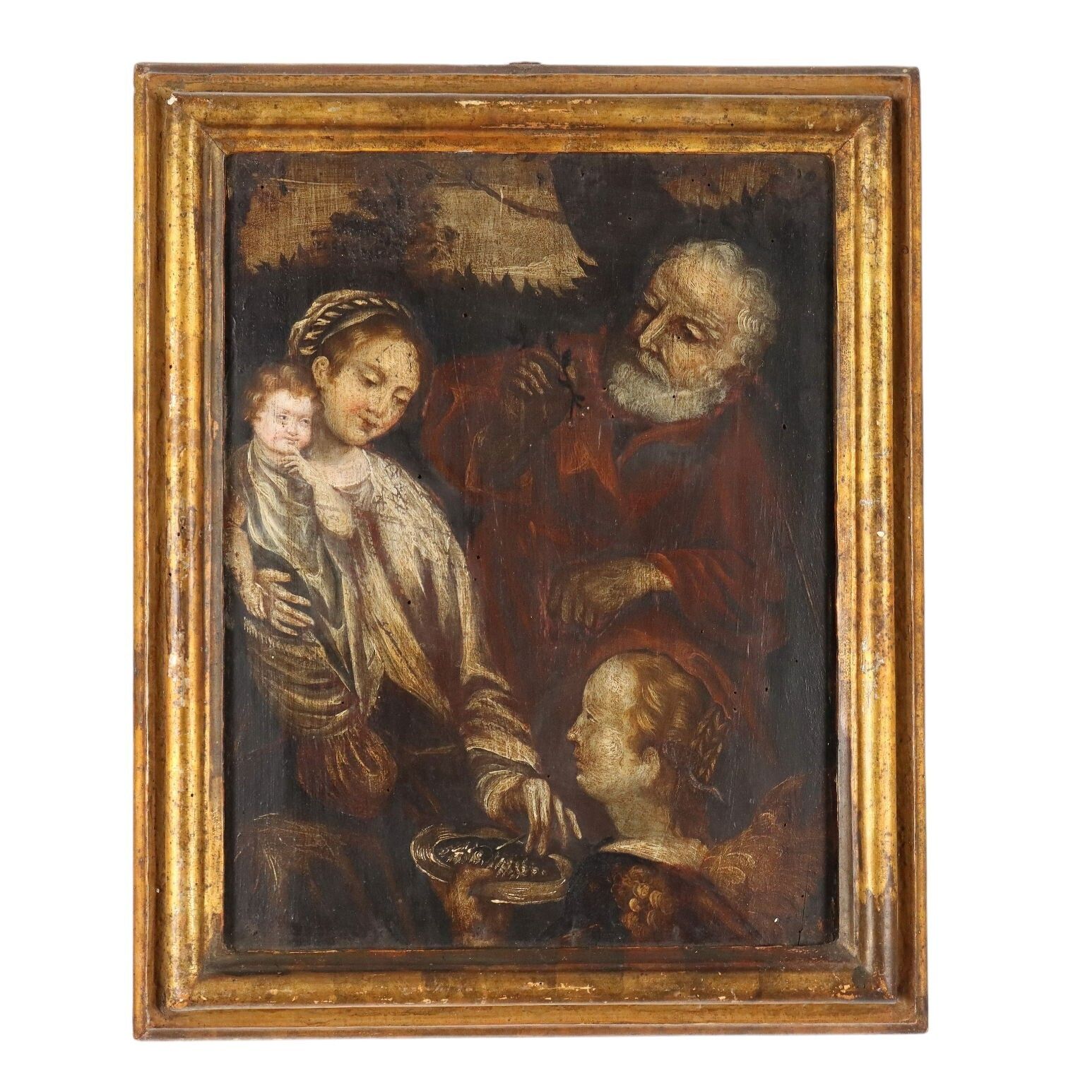 The Holy Family Antique Painting Oil On Panel XVI XVII Century