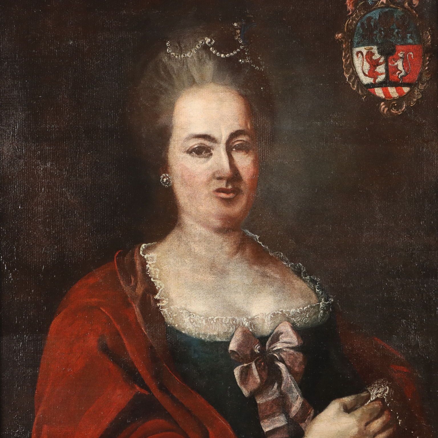 Portrait Of A Noblewoman Antique Painting Oil On Canvas XVIII Century photo for sale