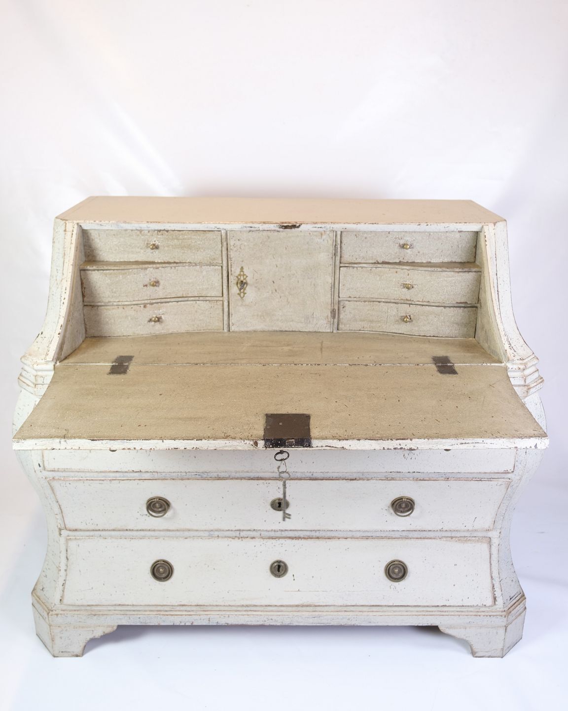 Gustavian Grey Painted Chatol With Four Drawers  From 1790s