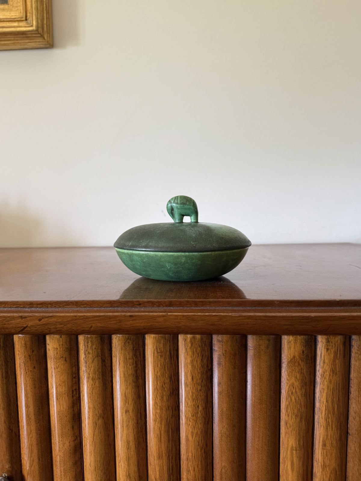 Art Deco Green Ceramic Bowl / Vide Poche, Angelo Biancini, Società Ceramica Italiana, Laveno Italy 1930s photo vinterior
