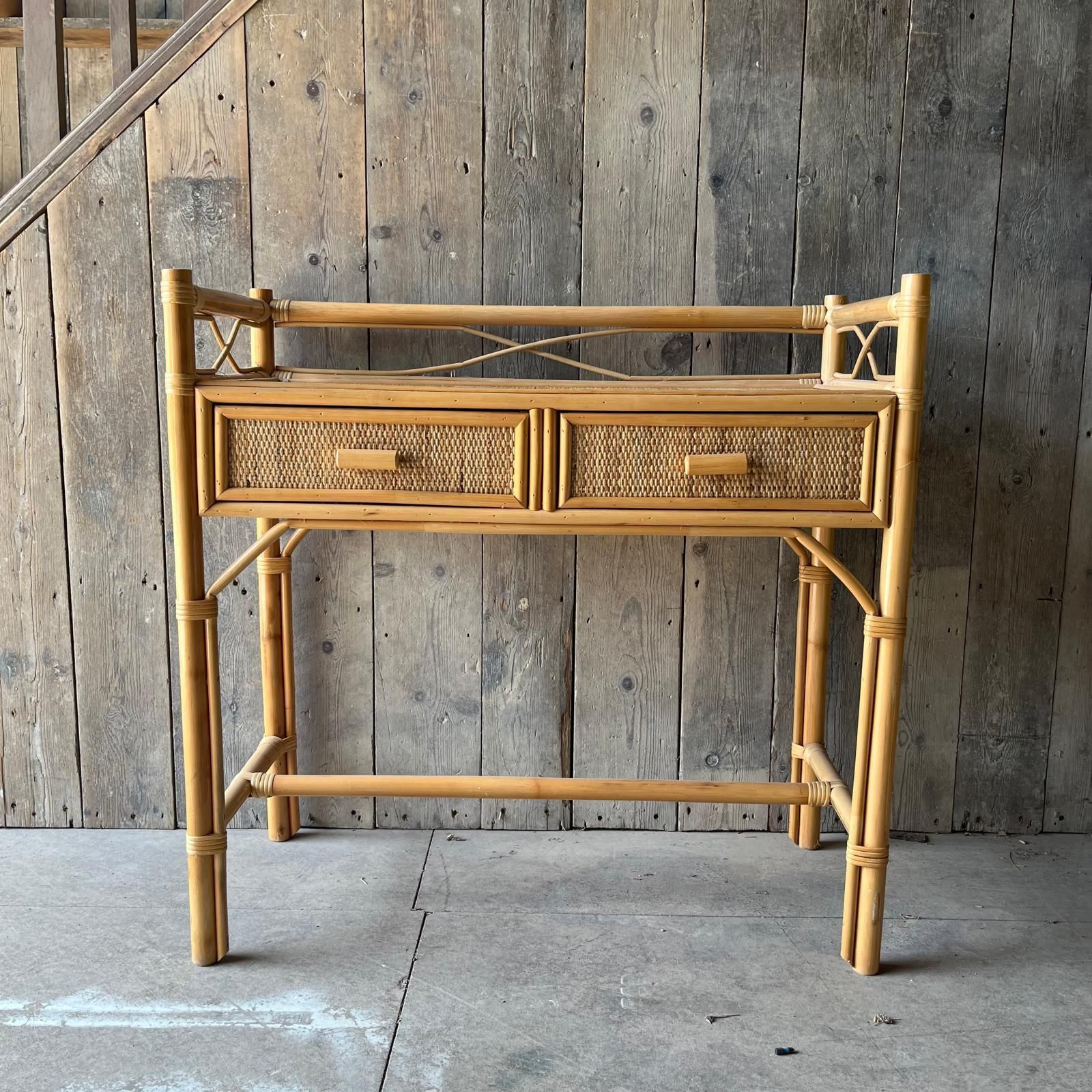 Bamboo And Rattan 2 Drawer Dressing Table photo for sale