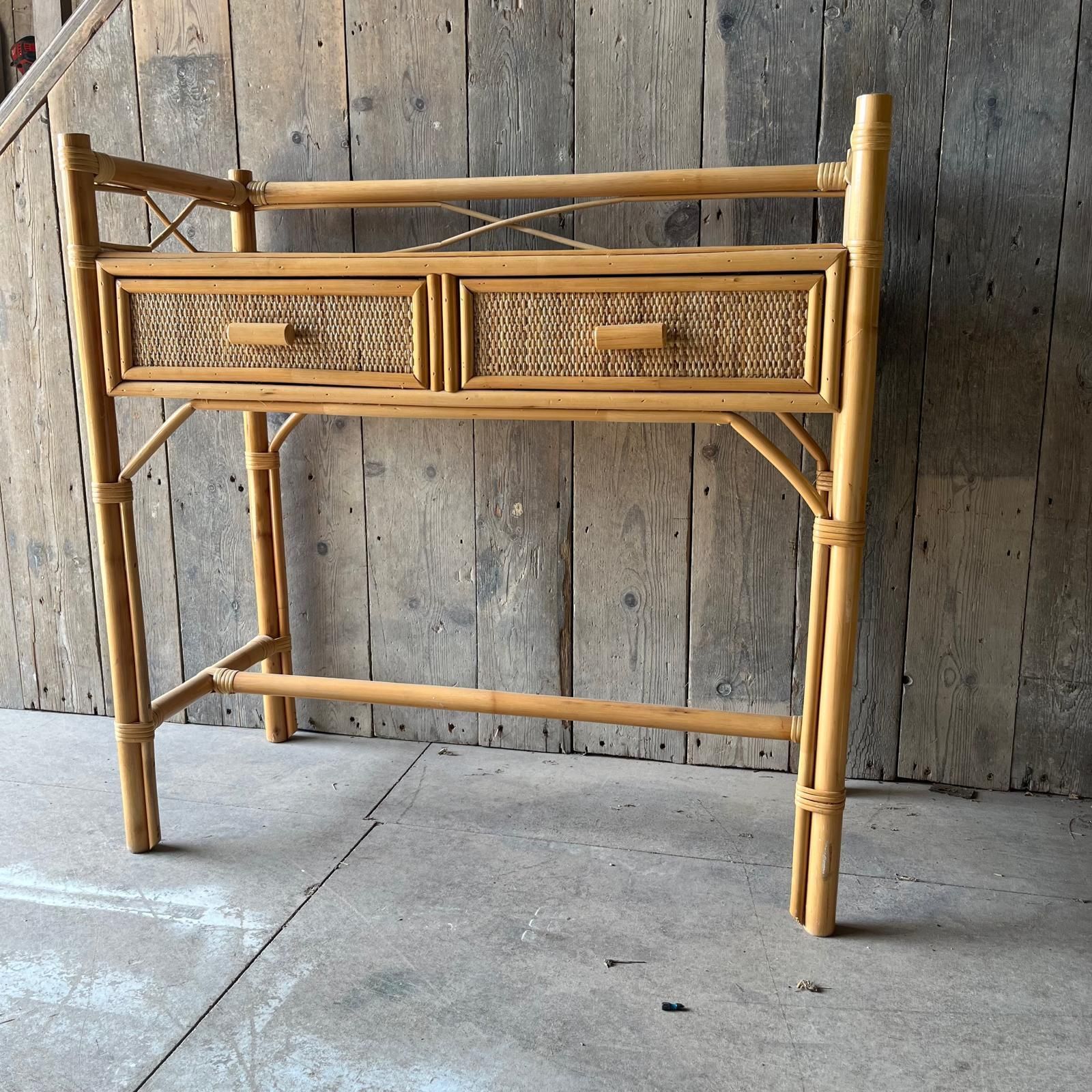 Bamboo And Rattan 2 Drawer Dressing Table