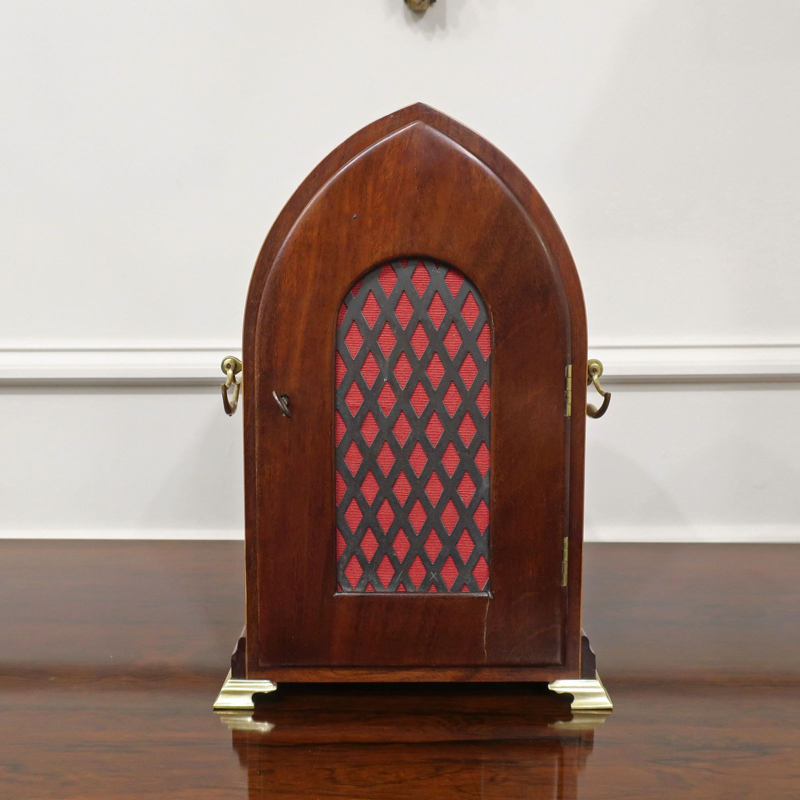 French Edwardian Mahogany Mantel Clock photo vintage
