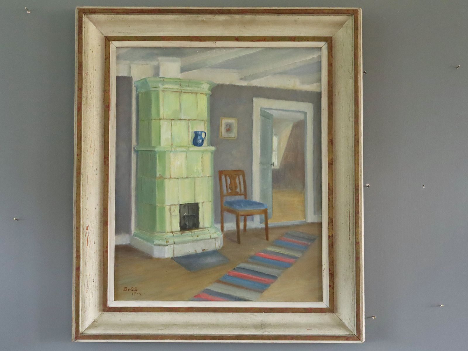Interior With Green Stove Oil Painting
