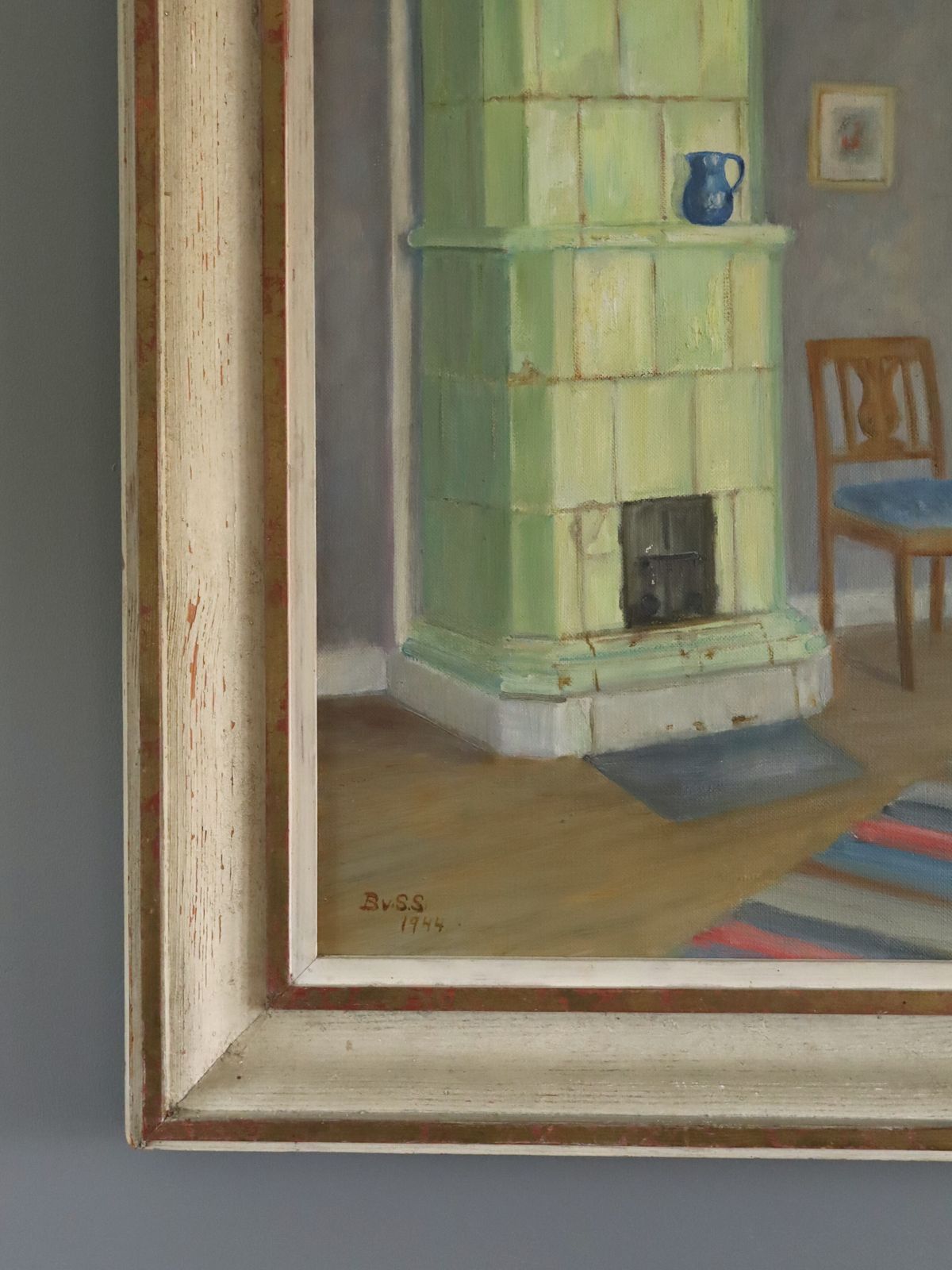Interior With Green Stove Oil Painting photo 484.0