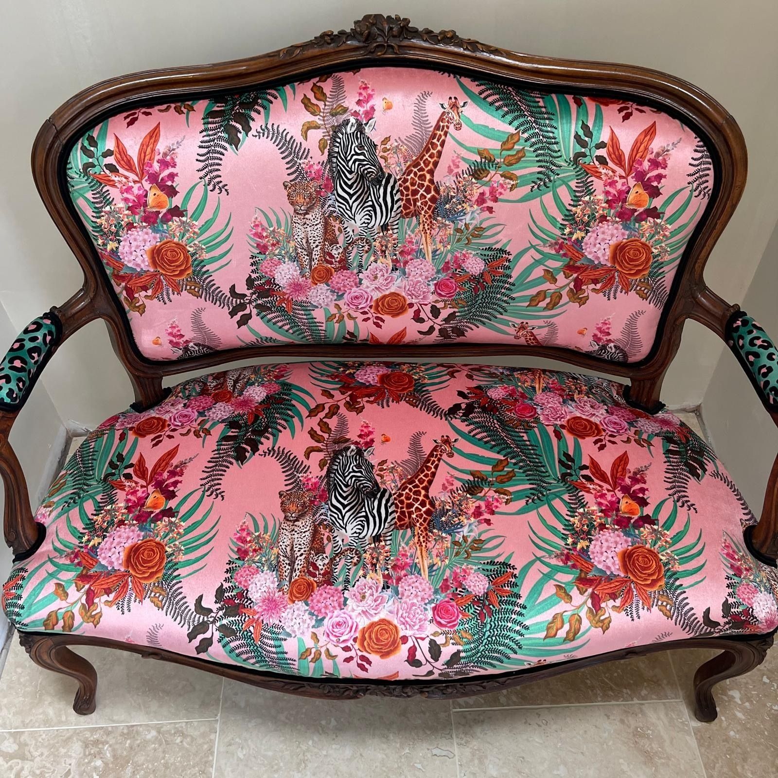 Pink Louis XV Rocaille Seat 1890 photo vintage