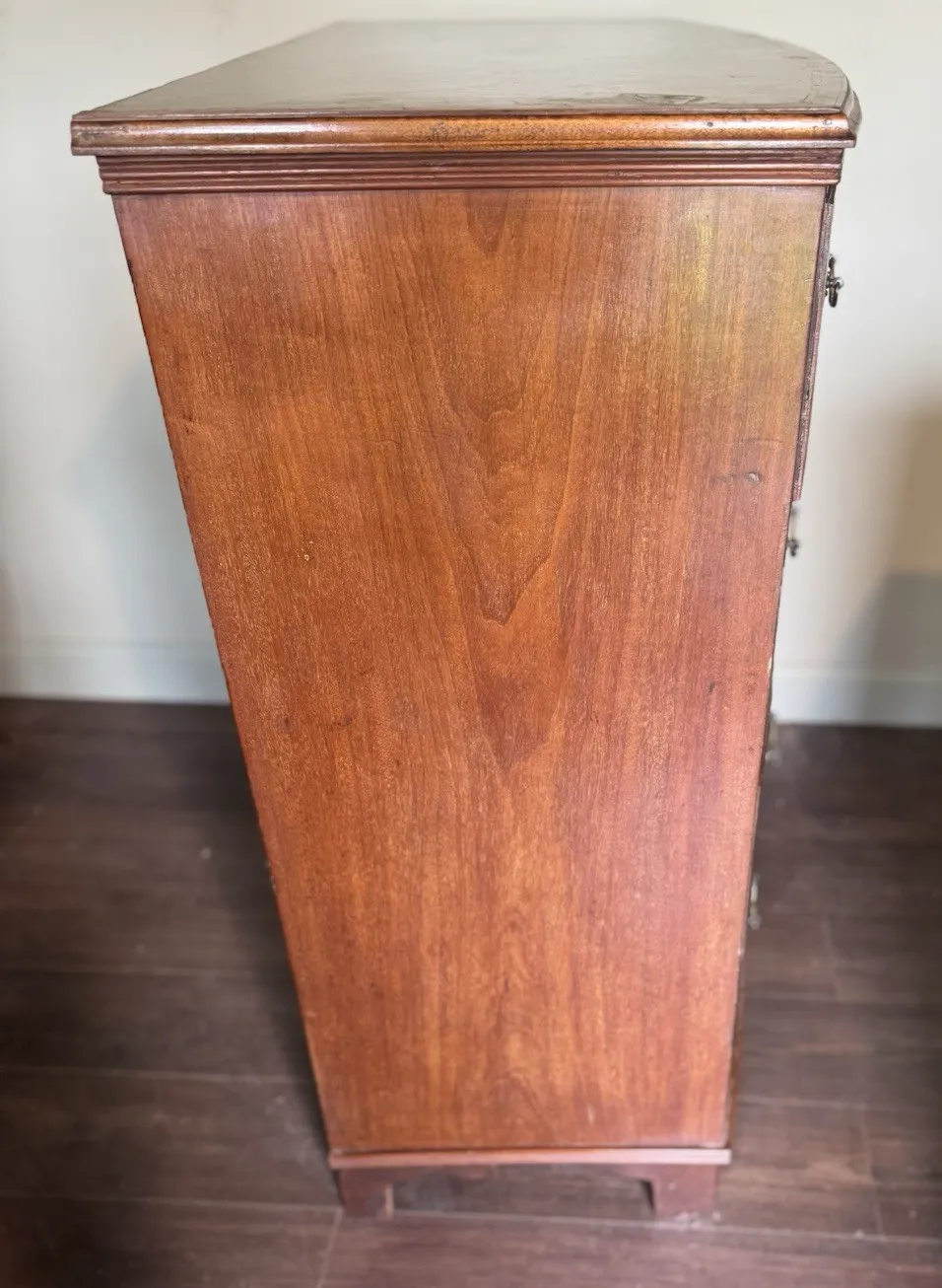 19th Century Mahogany And Inlaid Bow Fronted Chest Of Drawers photo vintage