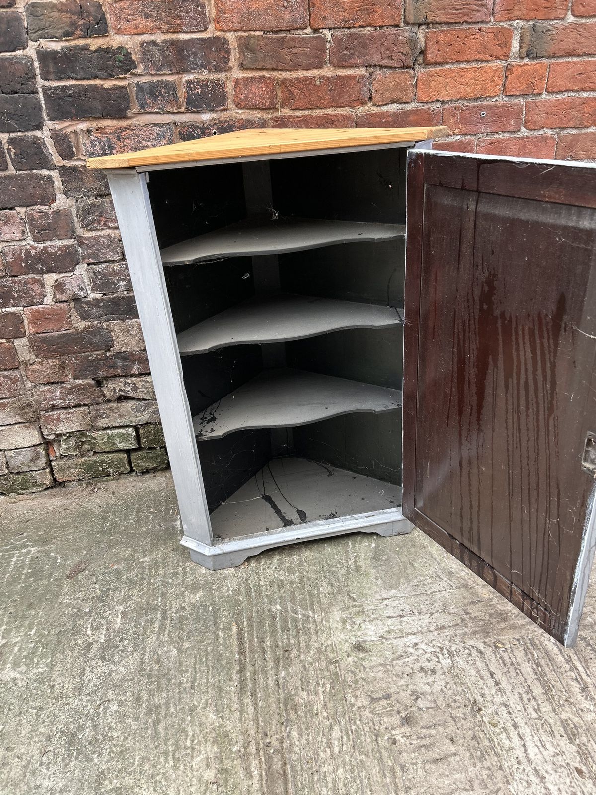 Pine Corner Cupboard Grey Painted photo furniture