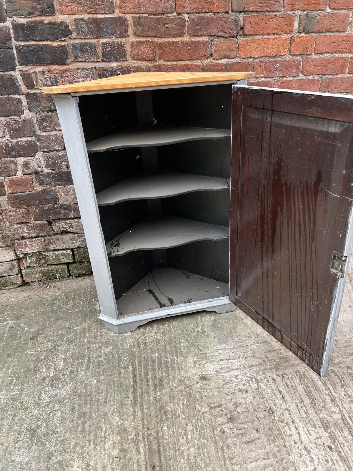 Pine Corner Cupboard Grey Painted photo 145.0