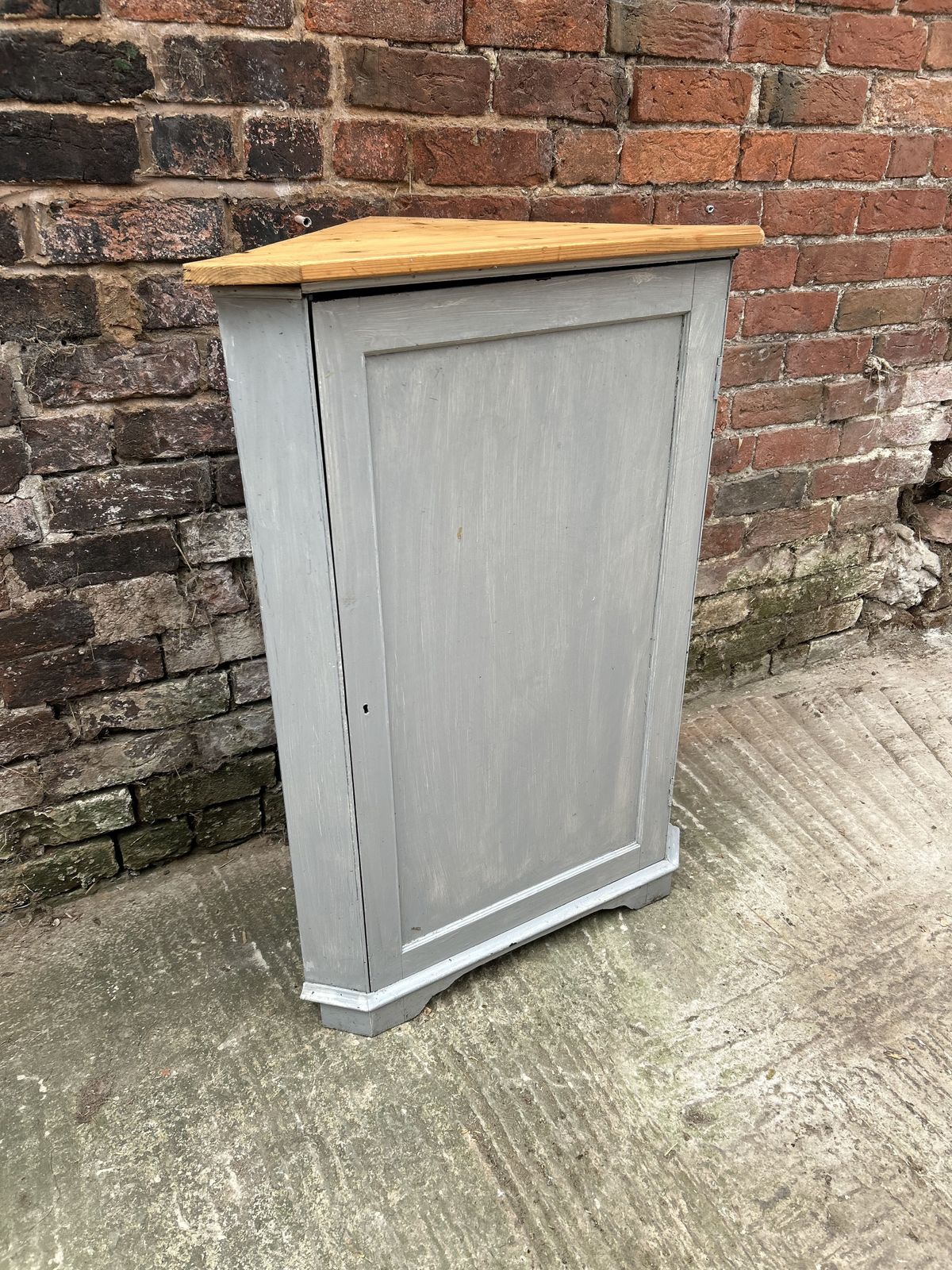 Pine Corner Cupboard Grey Painted photo vintage