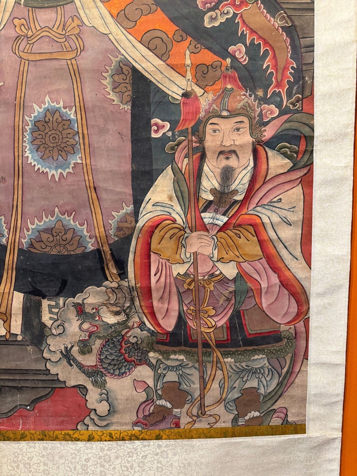 Chinese Cing Dynasty Scroll Painting Of The Daoist Immortal Jade Emperor photo vintage