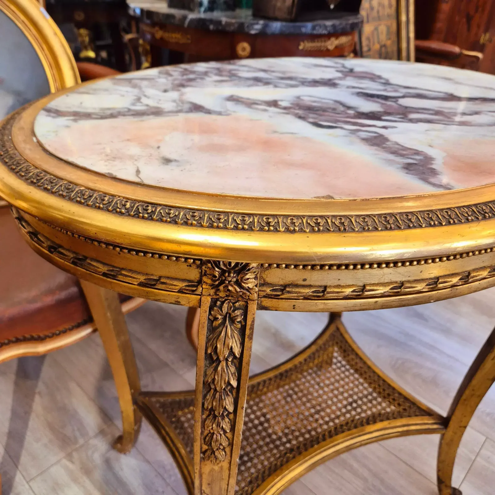Oval Table In Gilded And Carved Wood, 19th Century photo Furniture