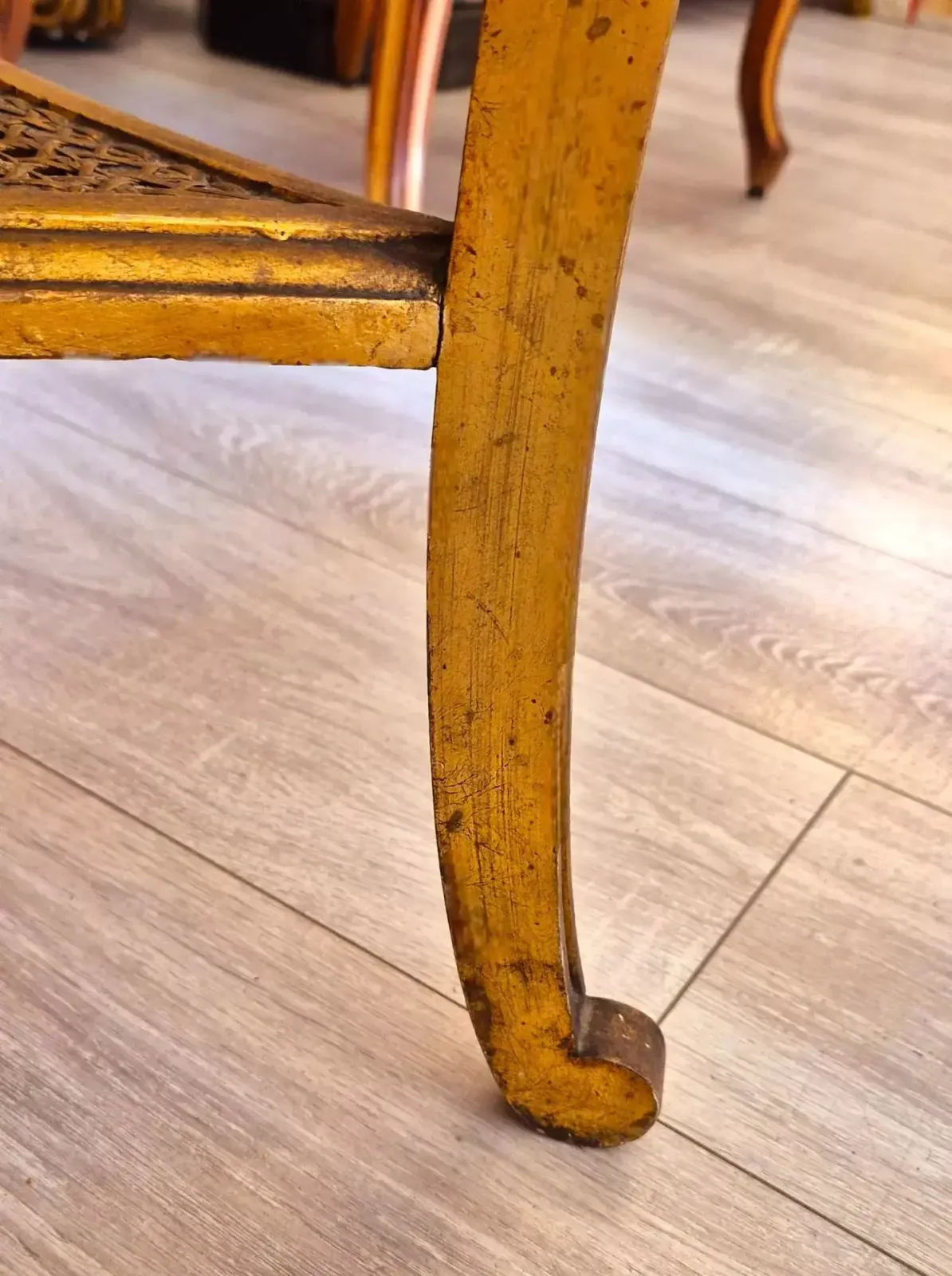 Oval Table In Gilded And Carved Wood, 19th Century photo vintage