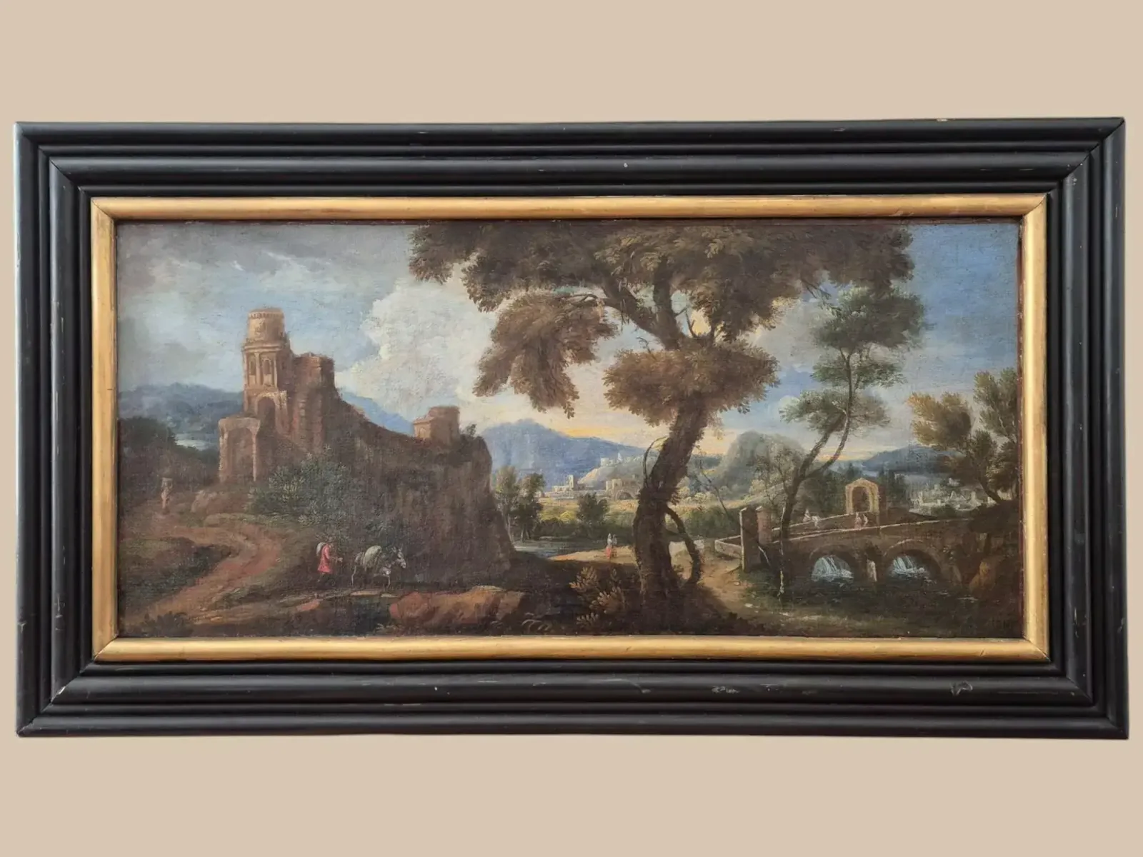 Italian Landscape With Ruins, Oil On Canvas, 19th Century photo furniture