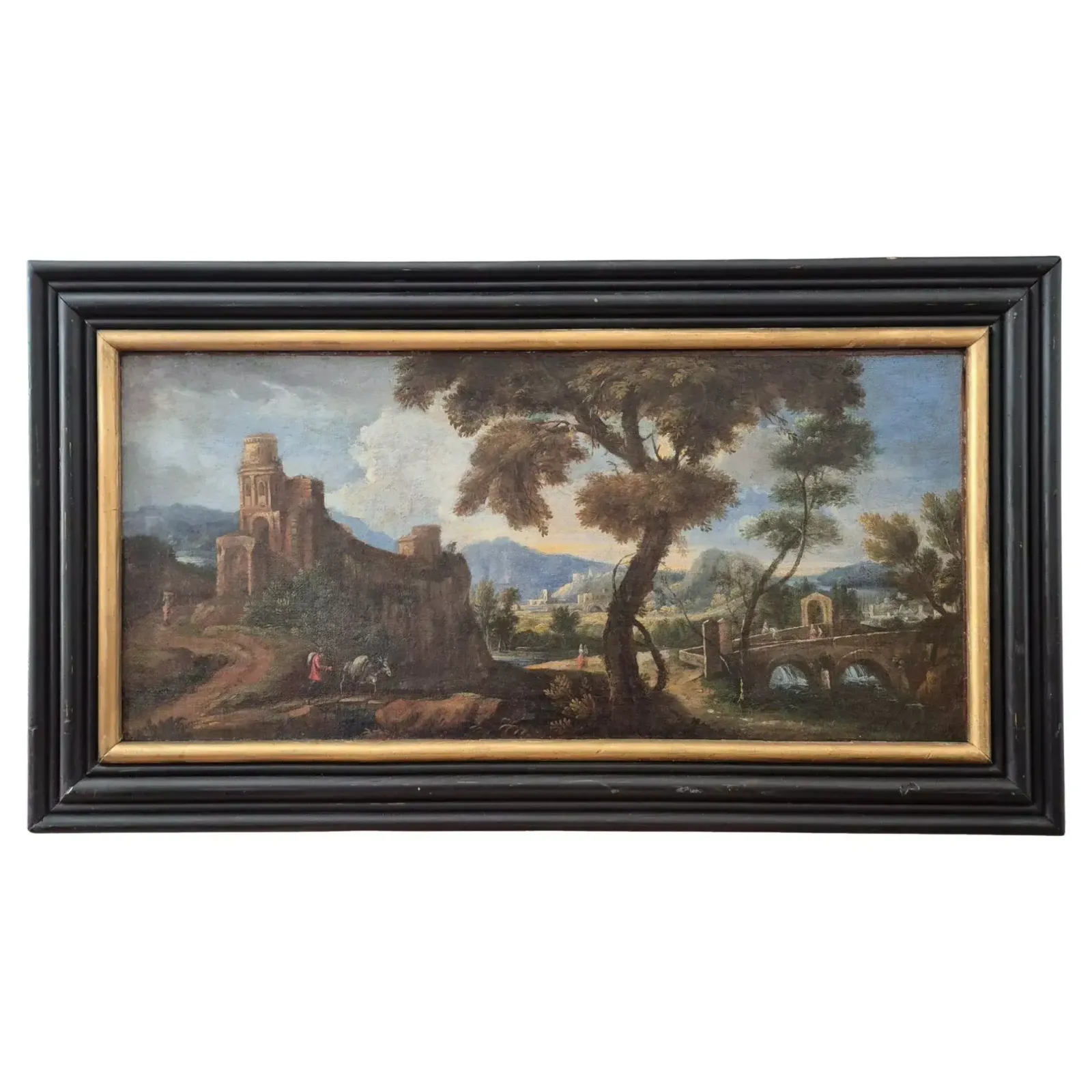 photo furniture Italian Landscape With Ruins, Oil On Canvas, 19th Century