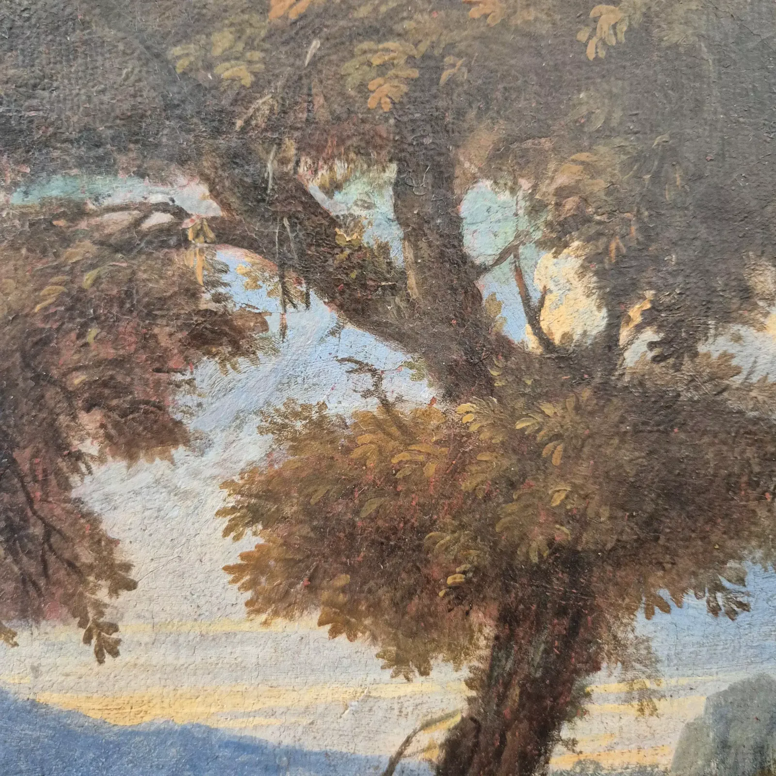 photo for sale Italian Landscape With Ruins, Oil On Canvas, 19th Century