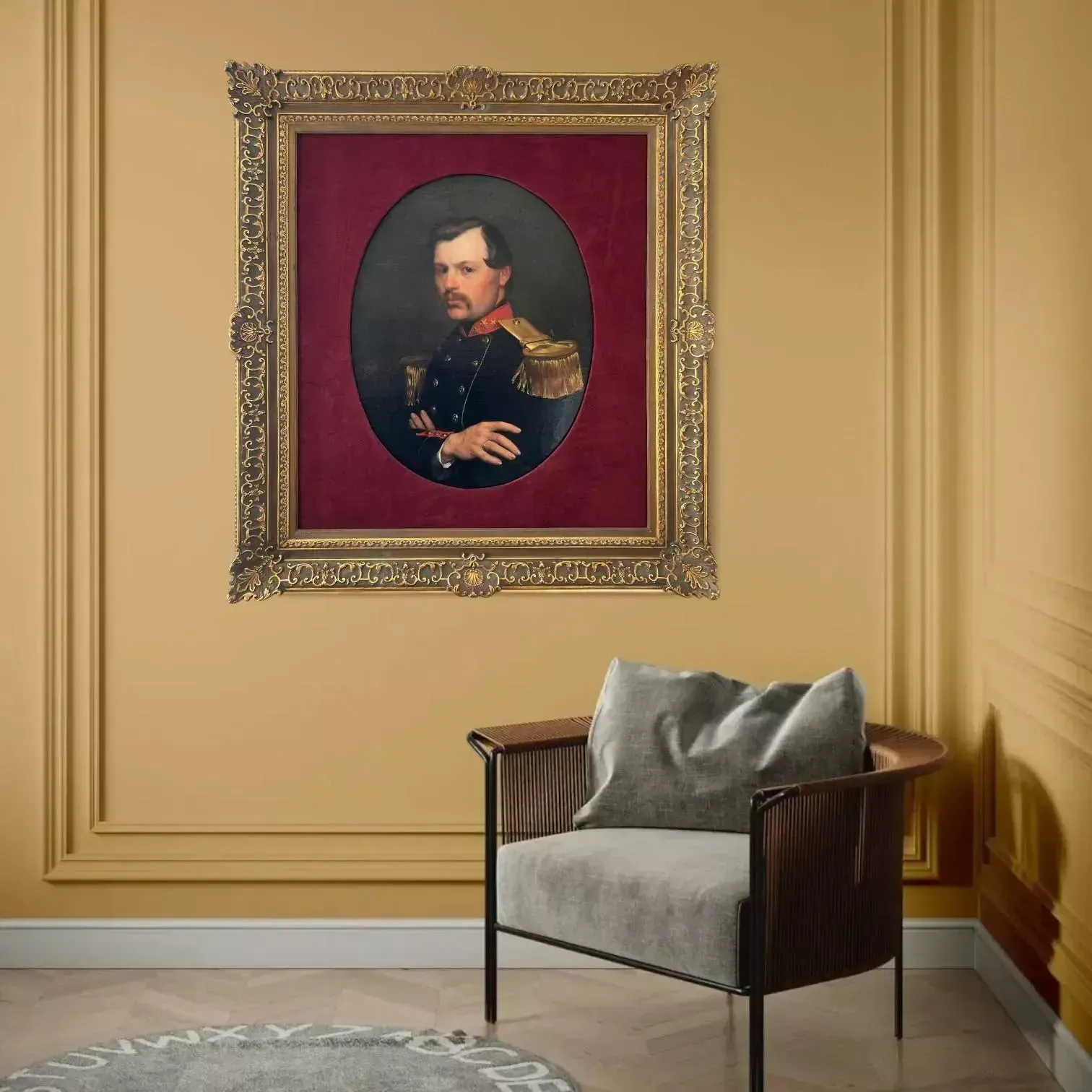 Portrait Of An Officer, Signed Willem Geets, Oil On Canvas, 1867, 19th Century photo furniture