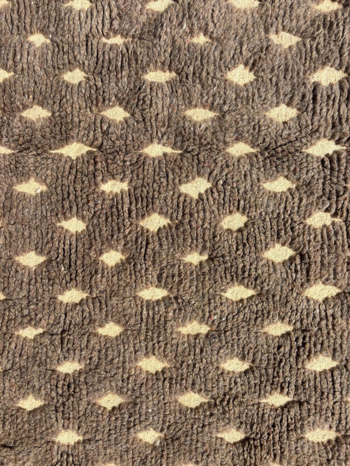 Boho Moroccan Area Wool Rug 180x270 Cm – Neutral Tones With Diamond Design & Fringe photo vintage