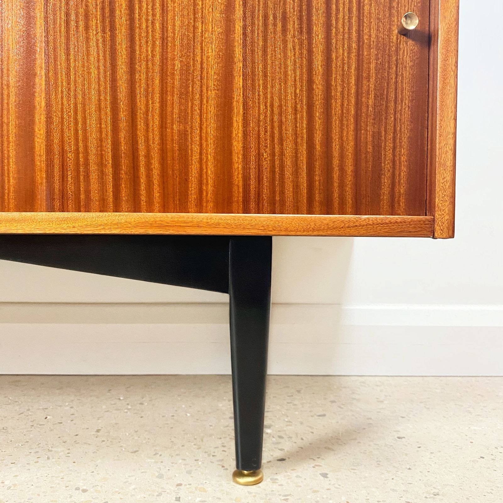 Mid Century Sideboard By Jentique In Teak Rosewood Tola With Black And Gold Chevron Design And Light photo 1895.0