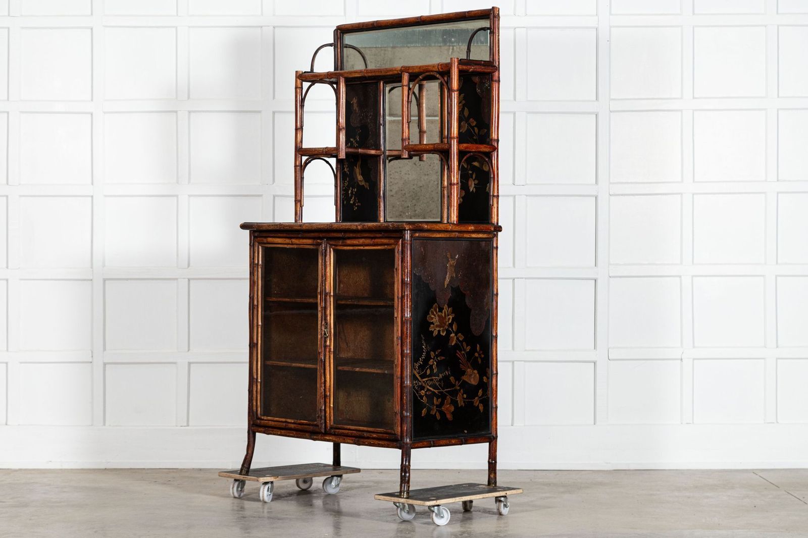 19thc English Bamboo & Lacquered Chinoiserie Cabinet photo 4543.0