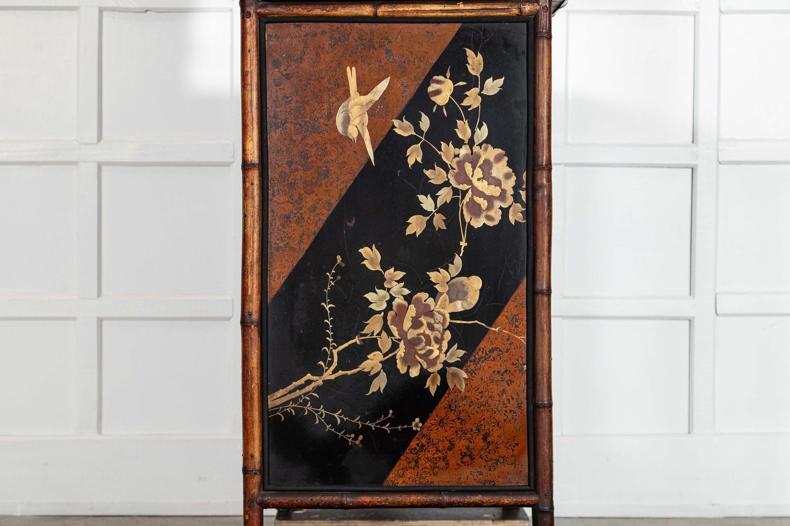 Furniture 19thc English Bamboo & Lacquered Chinoiserie Cabinet photo