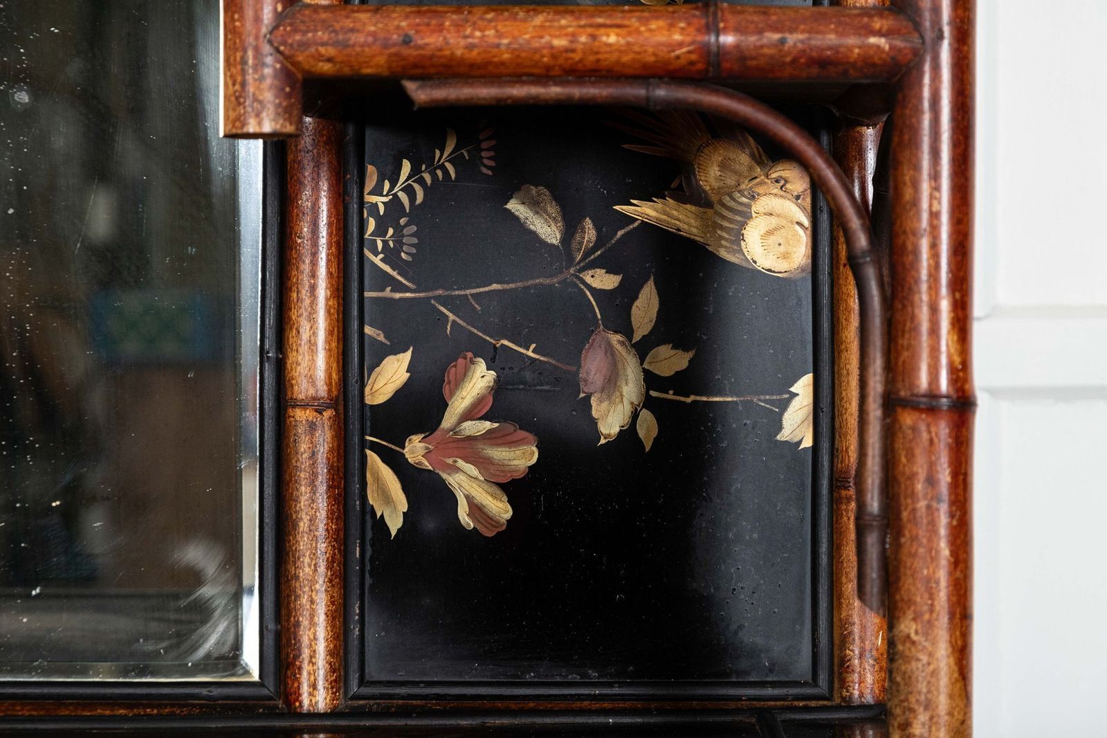 photo vintage 19thc English Bamboo & Lacquered Chinoiserie Cabinet