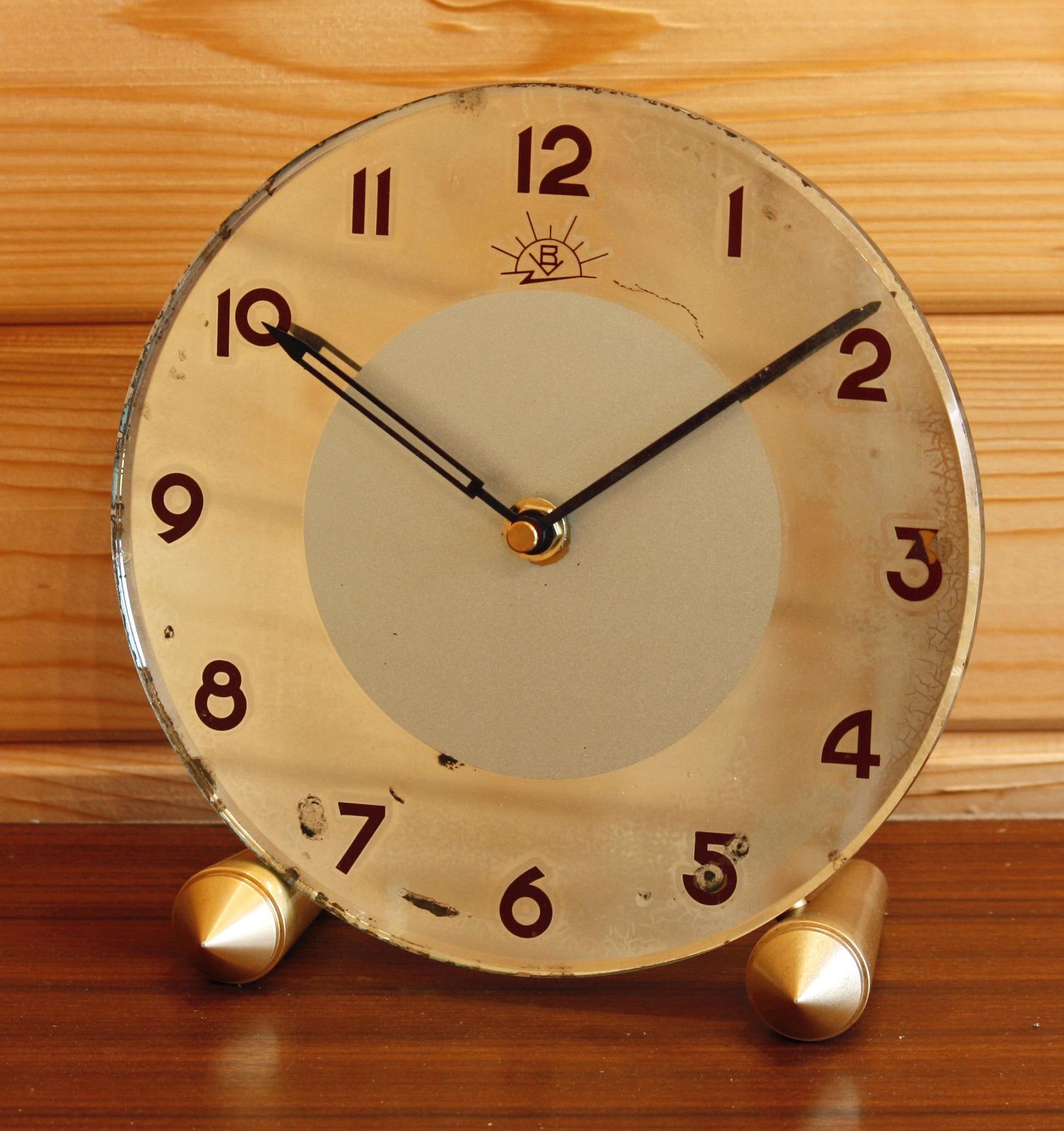 Vintage French Mantel Clock   21cm Glass Clock Retro Mid Century Art Deco Desk Clock Off The Wall Clocks