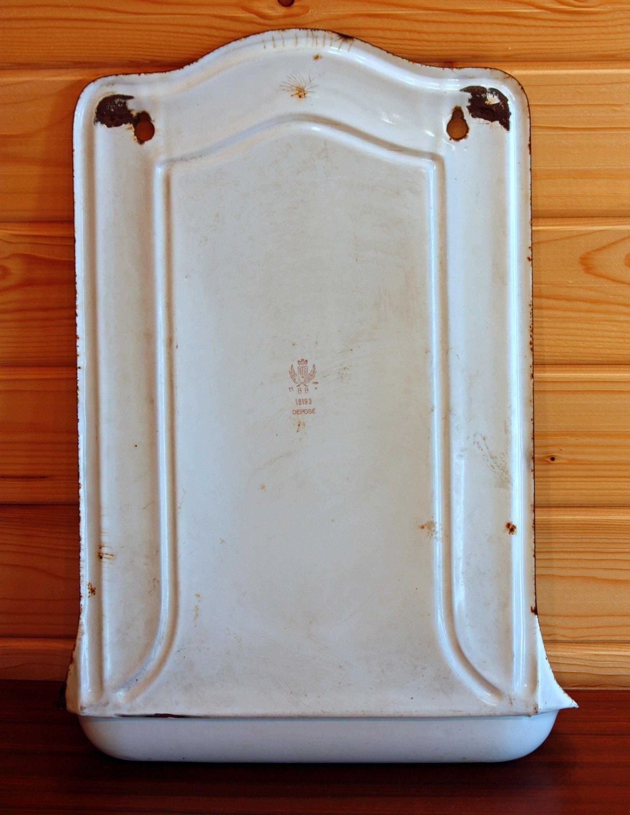 Vintage French Enamel Kitchen Rack   50cm Red Enamel Kitchen Utensil Holder Drip Tray Kitchen Rail Off The Wall Clocks photo for sale