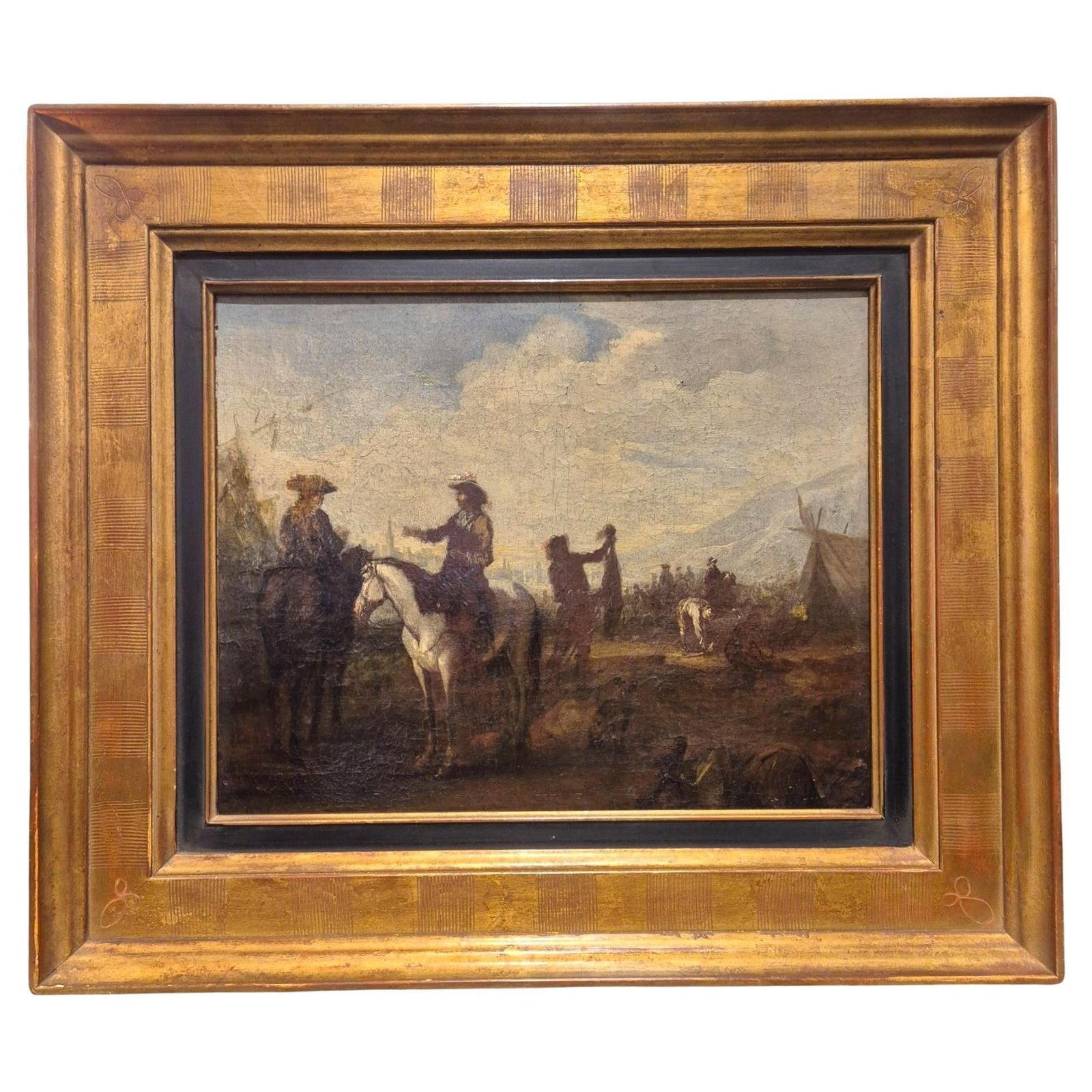 Court Hunting Scene, Flemish School Of The Late 17th Century, Oil On Canvas