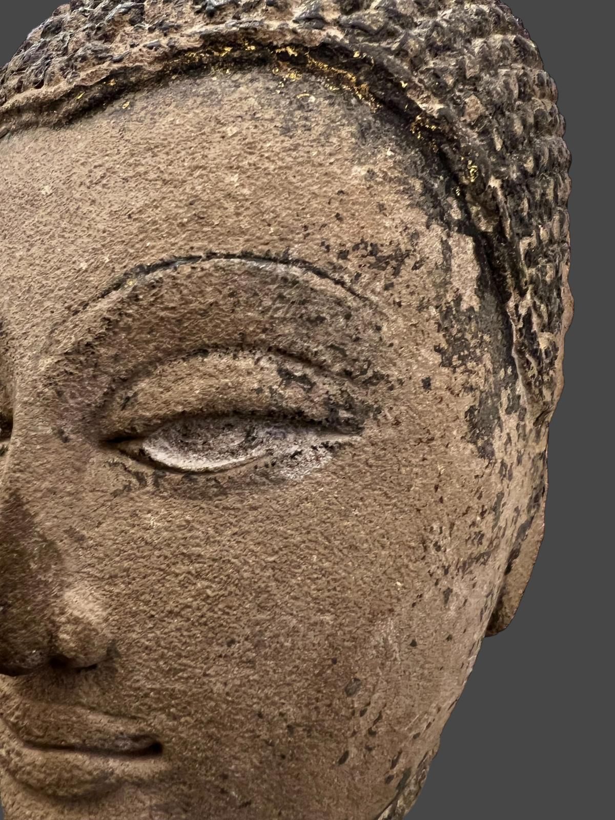 Shakyamuni Buddha Head In Sandstone, Thailand, Ayutthaya, 17th Century photo buy