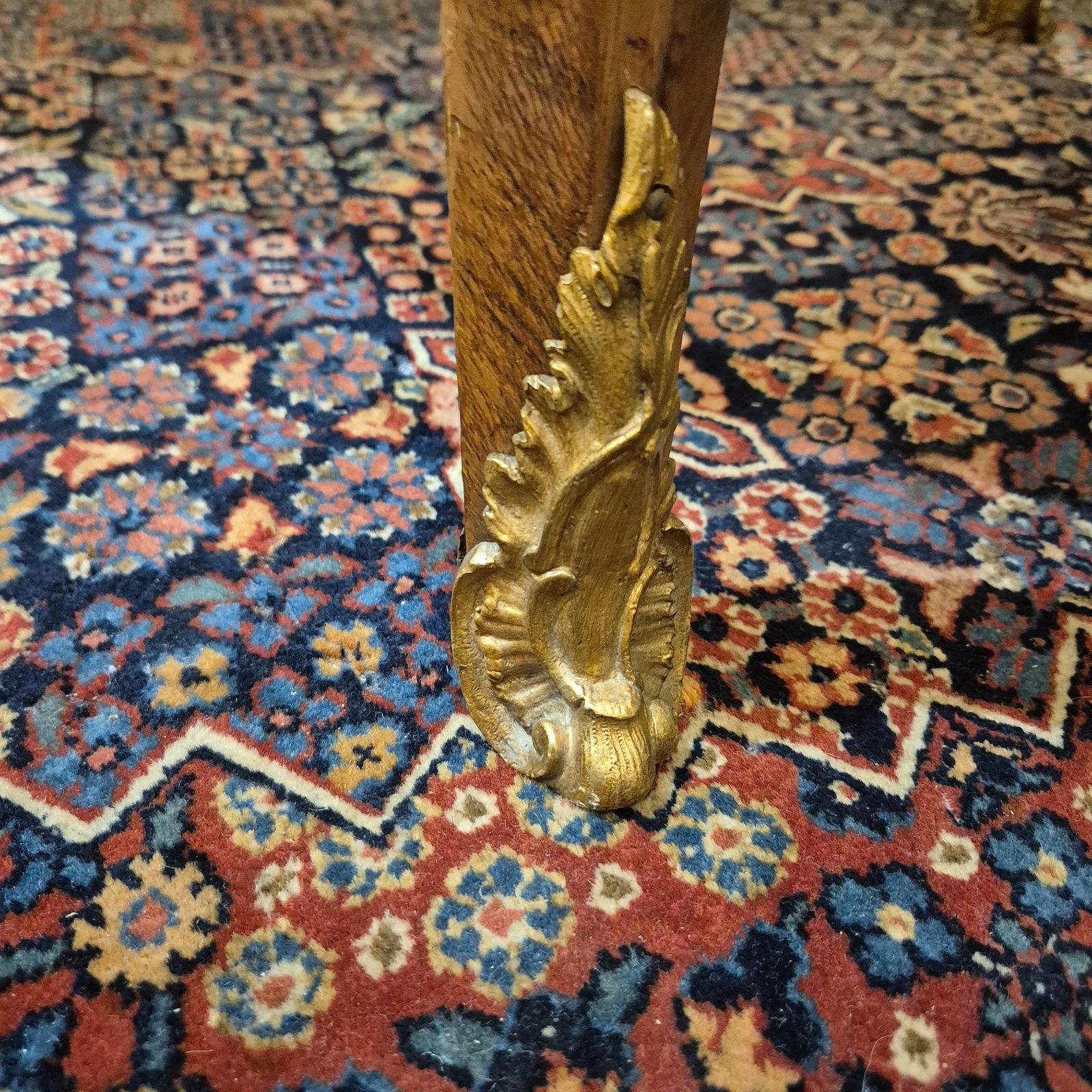 photo for sale Large Louis XV Style Flat Desk, Marquetry And Gilt Bronze, 19th Century Work