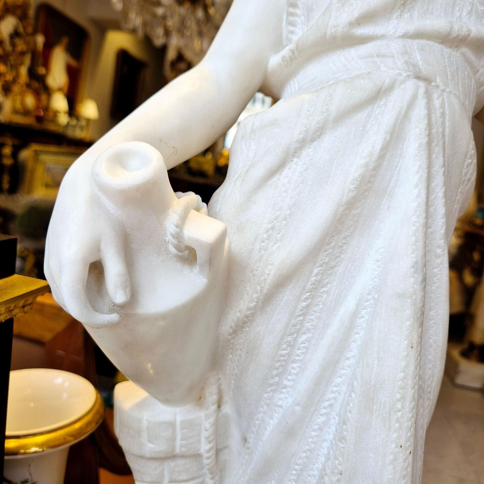 Young Woman With Jug, Carrara Marble, Signed Bonnal, Early 20th Century photo 3448.0