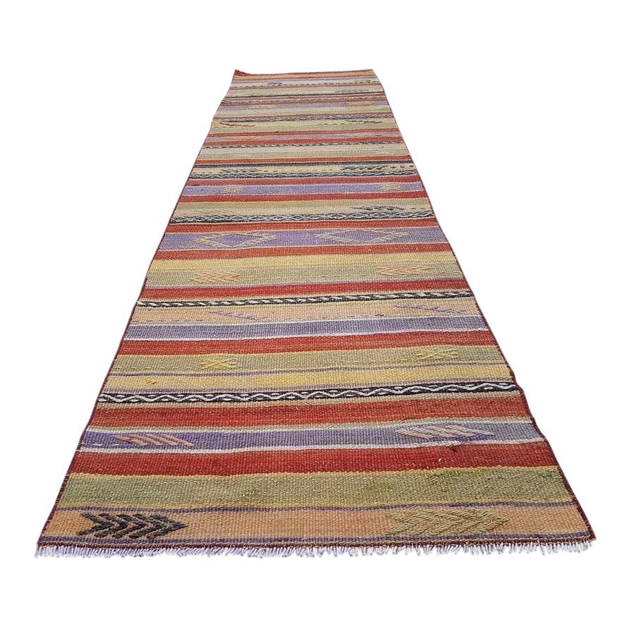 1970s Vintage Handmade Turkish Kilim Runner Rug photo furniture
