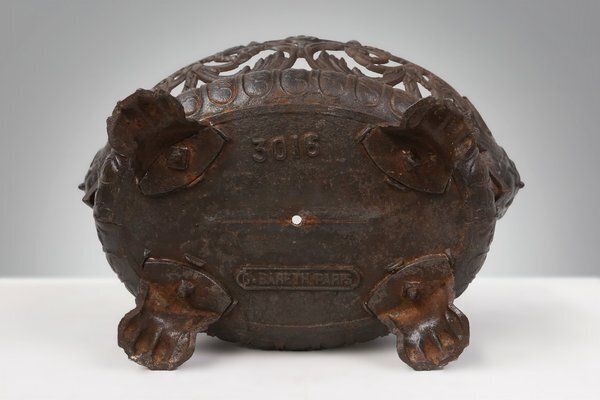 1332.0 Cast Iron Planter Decorated With Masks And Lion Paws, France, 1850s photo
