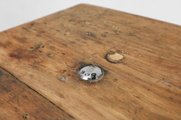 photo furniture Industrial Bistro Table With Cast Iron Legs And Wooden Top, Belgium, 1920s