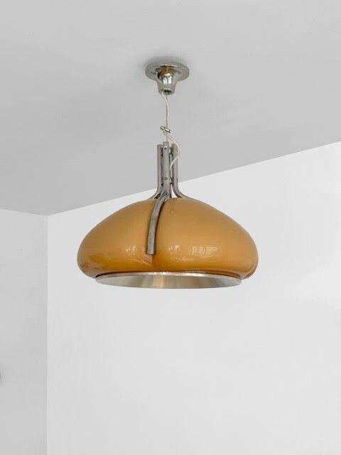 1970 Guzzini "Quadrifoglio" Space Age Ceiling Fixture Chandelier Postmodern Stilnovo Tobia Scarpa