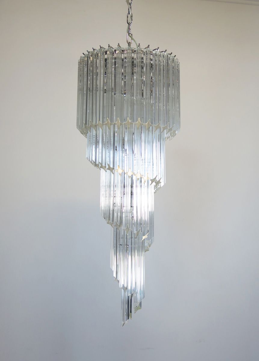 Murano Chandelier 86 Trasparent Quadriedri Prism   Elena Model photo vintage