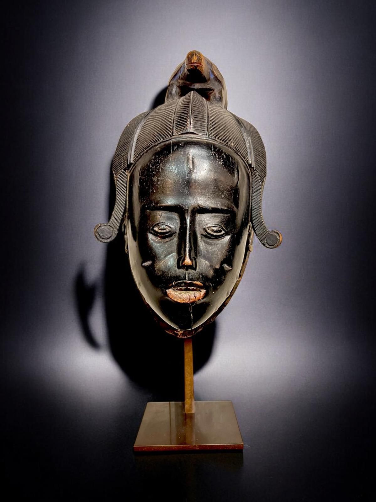 Ndoma Baule Portrait Mask, Ivory Coast, Wood, Lacquered Patina, Circa 1930 photo furniture