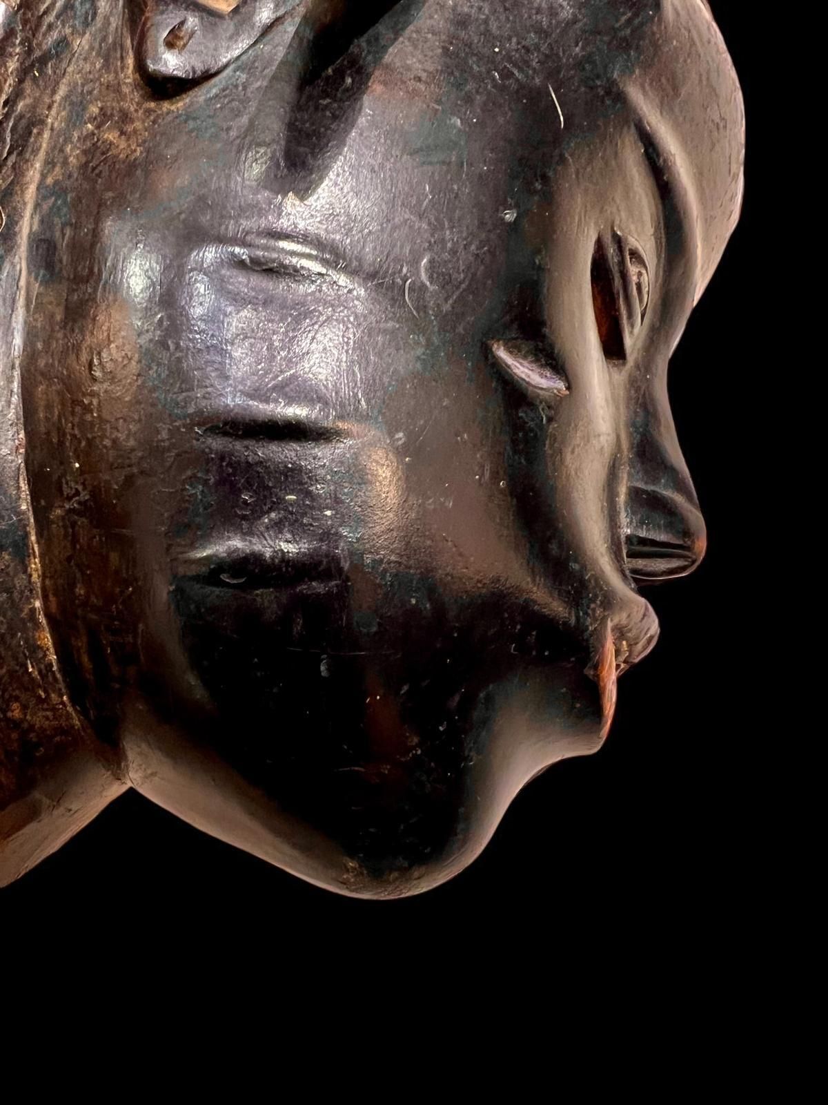 Ndoma Baule Portrait Mask, Ivory Coast, Wood, Lacquered Patina, Circa 1930 photo for sale
