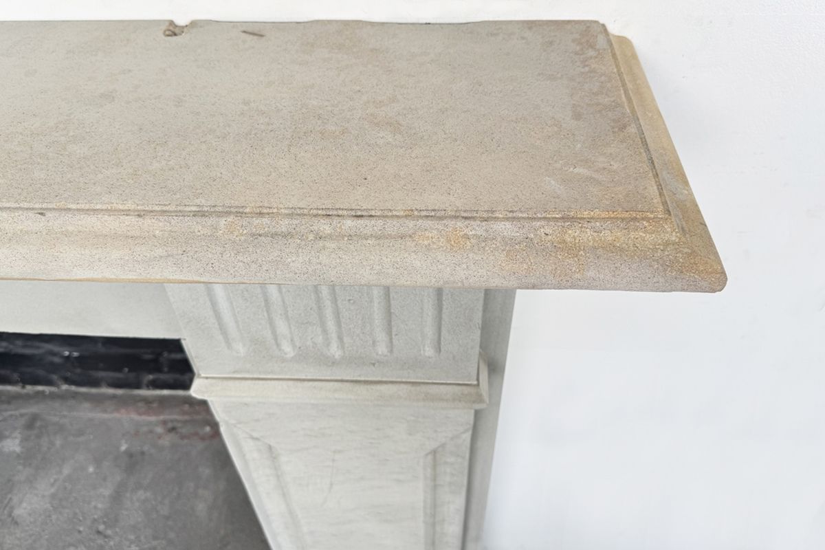 photo furniture Large Antique 19th Century Victorian Grey Stone Fireplace Surround