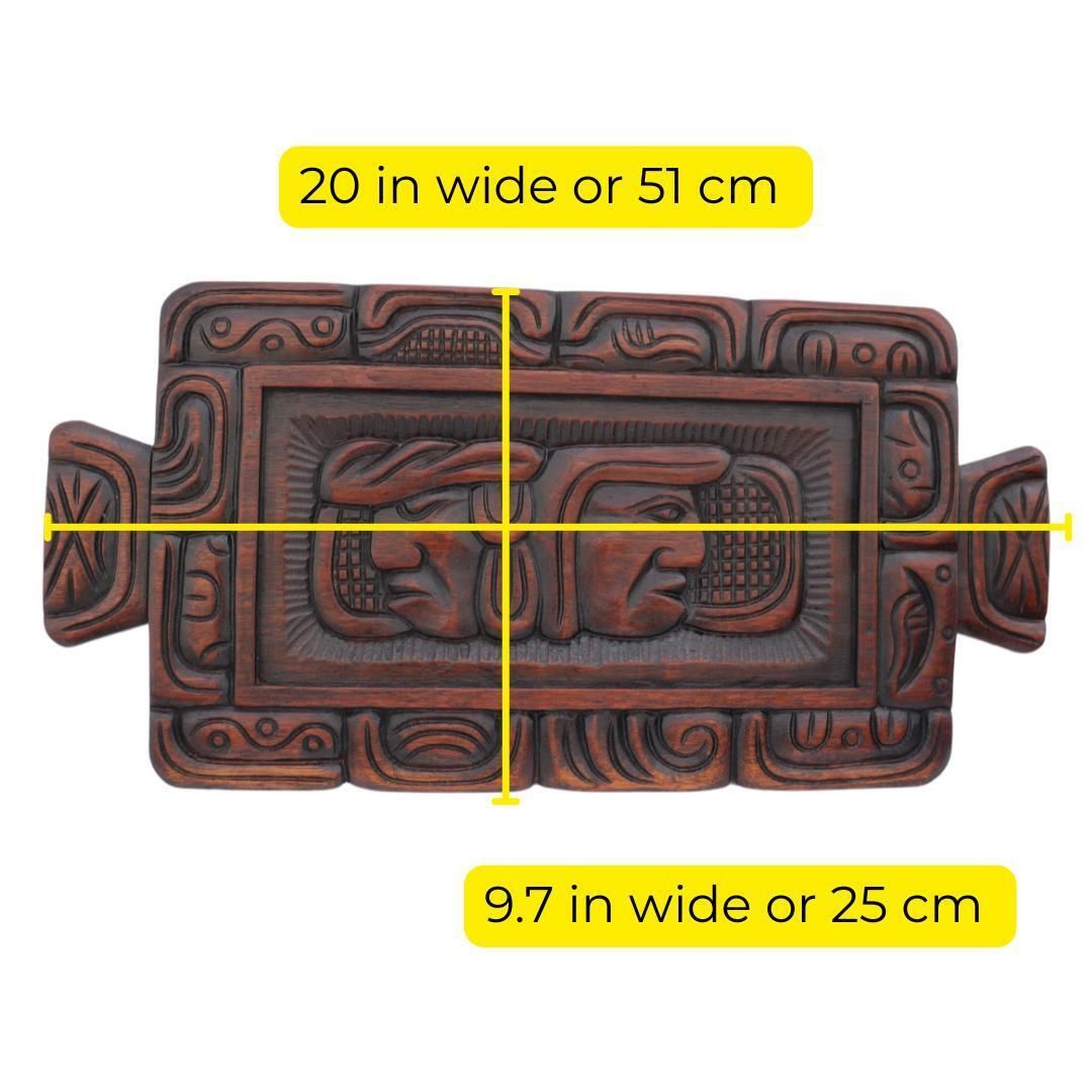 Mid Century Mayan Gods Hand Carved Decorative Wooden Tray Made In Honduras Wall Decor Can Be Hanged photo for sale