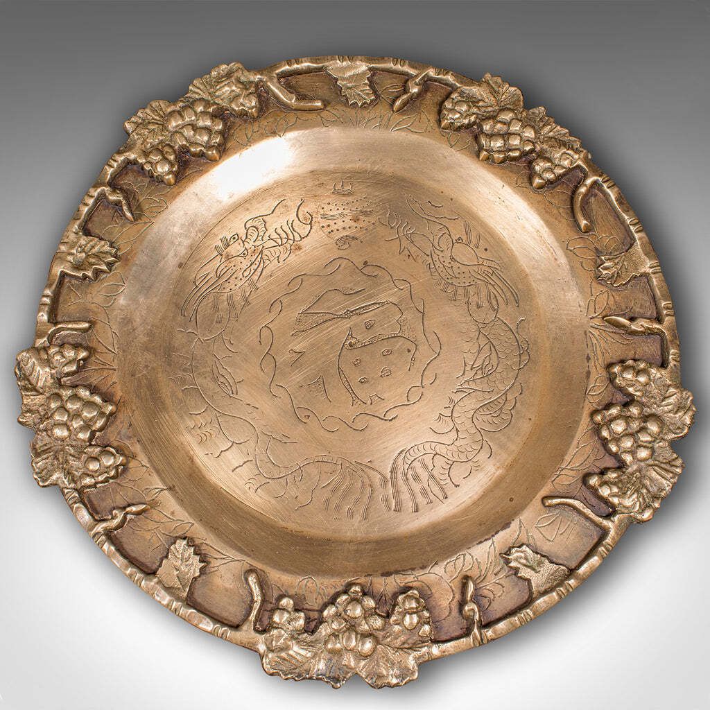 photo for sale Vintage Cake Table, Oriental, Brass, Mahogany, Afternoon Fancies Stand, Art Deco